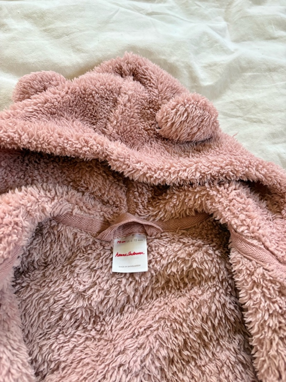Hannah Anderson Baby Marshmellow Fleece Pink Romper size 6 - 12 mo - Picture 4 of 5